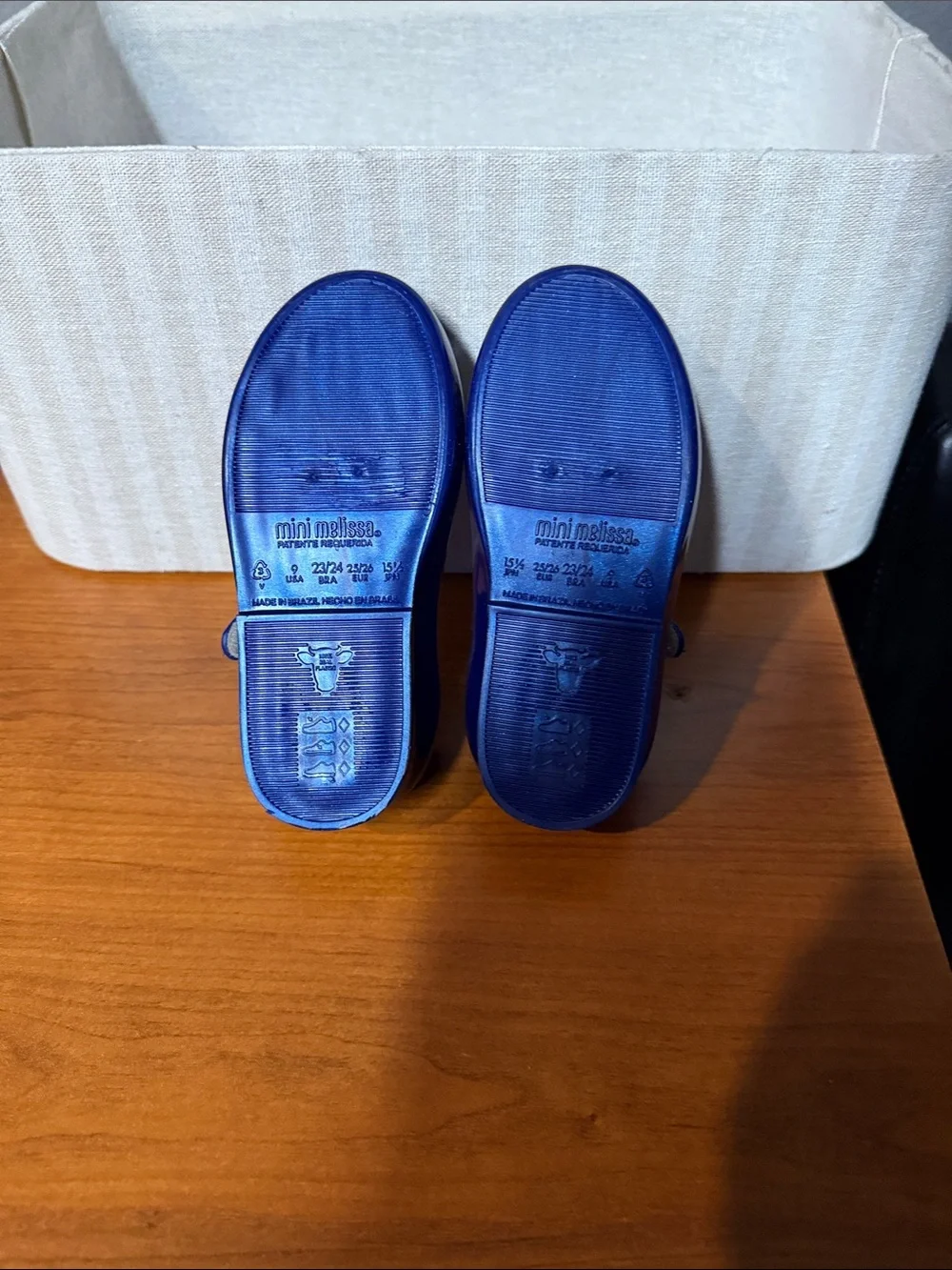 Mini Melissa Girls Navy Mary Jane Shoes with Red Apple Accent